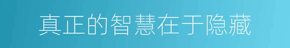 真正的智慧在于隐藏的同义词