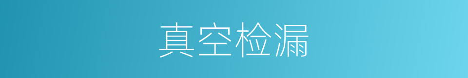 真空检漏的意思