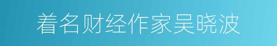 着名财经作家吴晓波的同义词