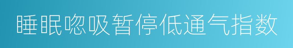 睡眠唿吸暂停低通气指数的同義詞