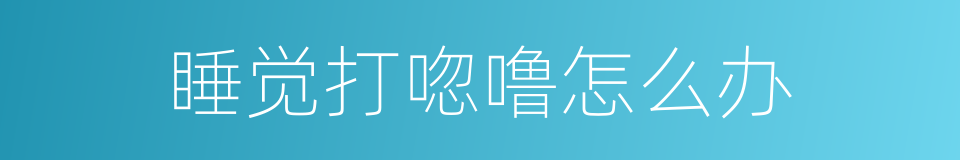 睡觉打唿噜怎么办的同義詞