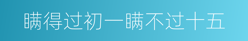 瞒得过初一瞒不过十五的同义词