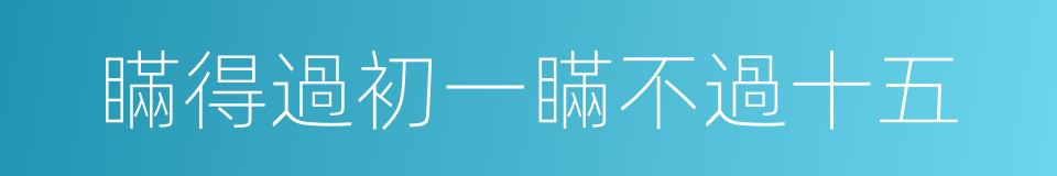 瞞得過初一瞞不過十五的同義詞