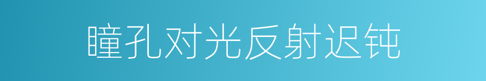 瞳孔对光反射迟钝的同义词