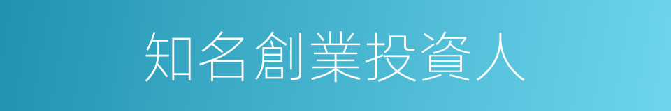 知名創業投資人的同義詞