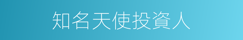 知名天使投資人的同義詞