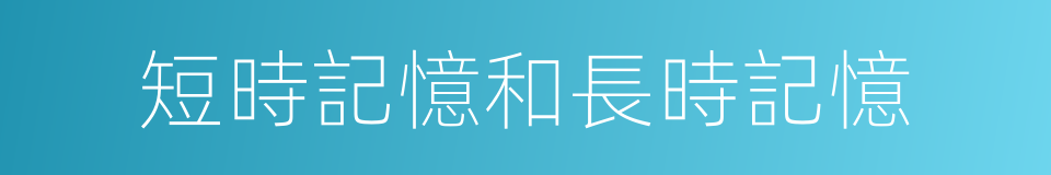 短時記憶和長時記憶的同義詞