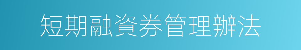 短期融資券管理辦法的意思