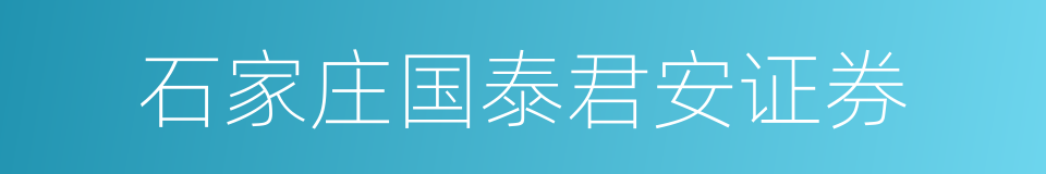 石家庄国泰君安证券的同义词