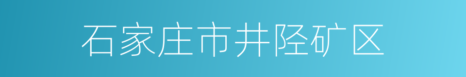 石家庄市井陉矿区的同义词