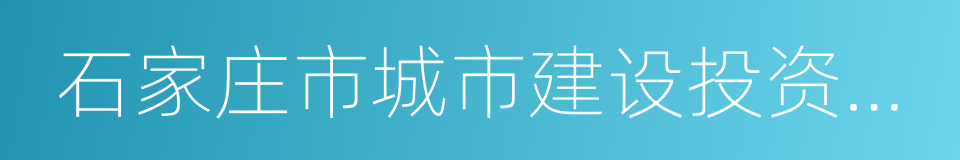 石家庄市城市建设投资控股集团有限公司的同义词