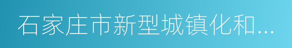 石家庄市新型城镇化和城乡统筹发展规划的同义词