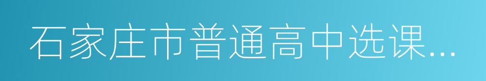 石家庄市普通高中选课走班试点工作实施方案的同义词