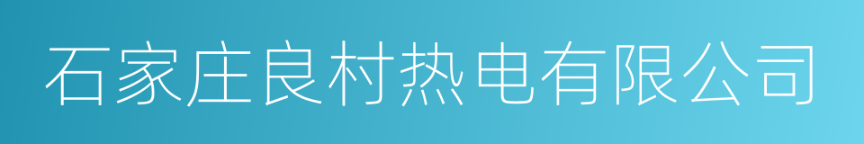 石家庄良村热电有限公司的同义词