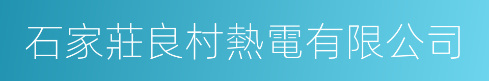 石家莊良村熱電有限公司的同義詞