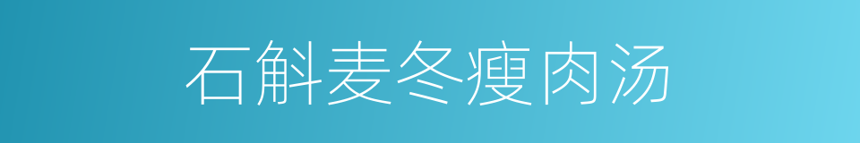 石斛麦冬瘦肉汤的同义词