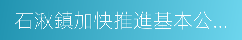 石湫鎮加快推進基本公共服務均等化建設的同義詞