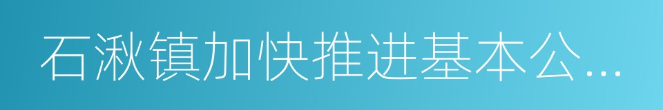 石湫镇加快推进基本公共服务均等化建设的同义词