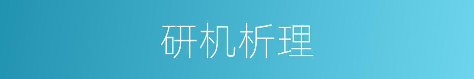 研机析理的意思