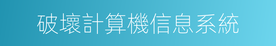 破壞計算機信息系統的同義詞