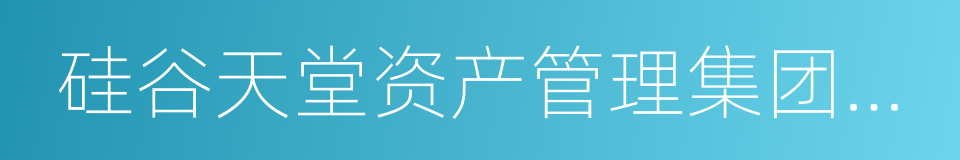 硅谷天堂资产管理集团股份有限公司的同义词