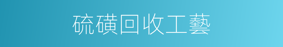 硫磺回收工藝的同義詞