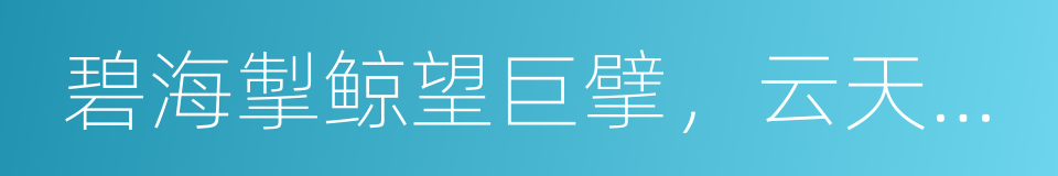 碧海掣鲸望巨擘，云天张翼仰高鹏的同义词