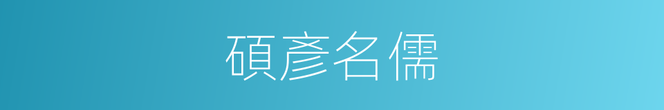 碩彥名儒的意思