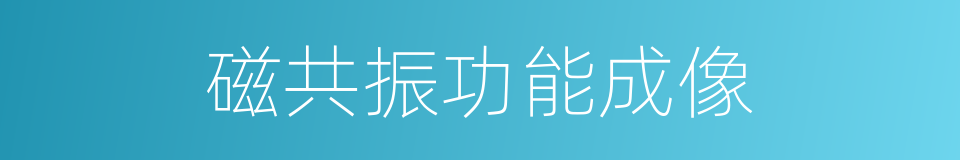 磁共振功能成像的同义词