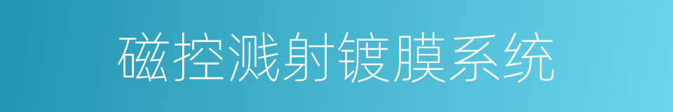 磁控溅射镀膜系统的同义词