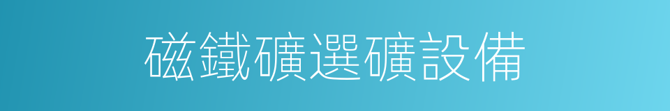 磁鐵礦選礦設備的同義詞