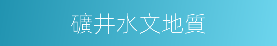 礦井水文地質的同義詞