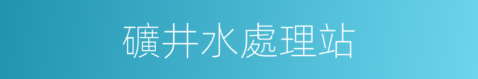 礦井水處理站的同義詞