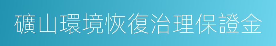 礦山環境恢復治理保證金的同義詞