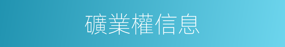 礦業權信息的同義詞