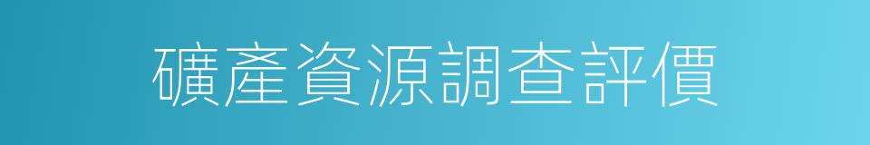 礦產資源調查評價的同義詞