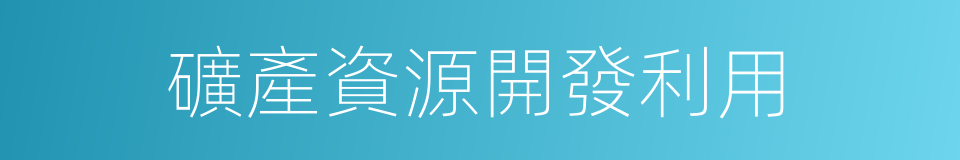 礦產資源開發利用的同義詞