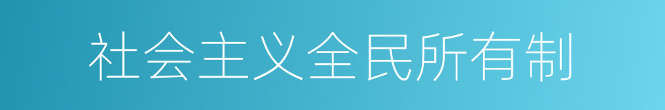 社会主义全民所有制的同义词