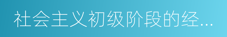 社会主义初级阶段的经济制度的同义词