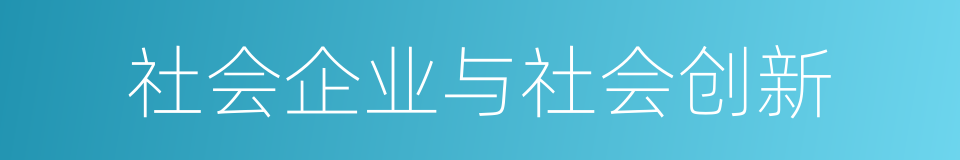 社会企业与社会创新的同义词