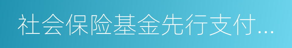 社会保险基金先行支付暂行办法的同义词