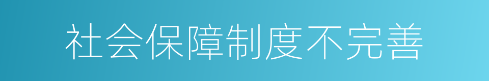 社会保障制度不完善的同义词