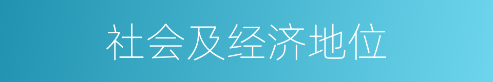 社会及经济地位的同义词