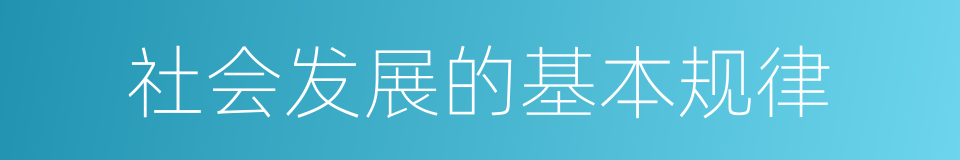 社会发展的基本规律的同义词