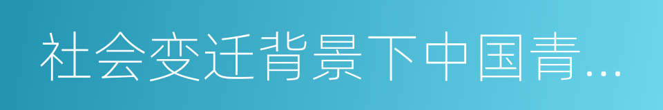 社会变迁背景下中国青年问题研究的同义词