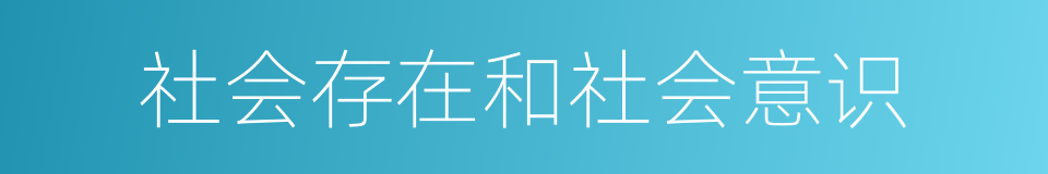 社会存在和社会意识的同义词