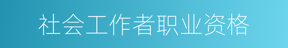 社会工作者职业资格的同义词