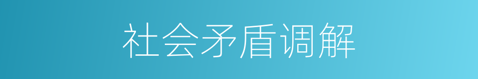 社会矛盾调解的同义词
