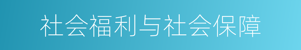 社会福利与社会保障的同义词