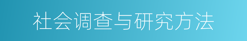 社会调查与研究方法的同义词